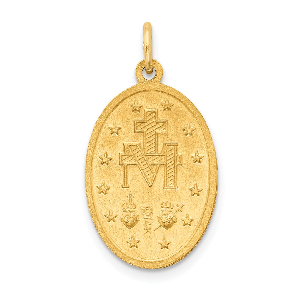 FJC Finejewelers 14 kt Yellow Gold Solid Polished/Satin Oval Miraculous Medal 24 x 13 mm