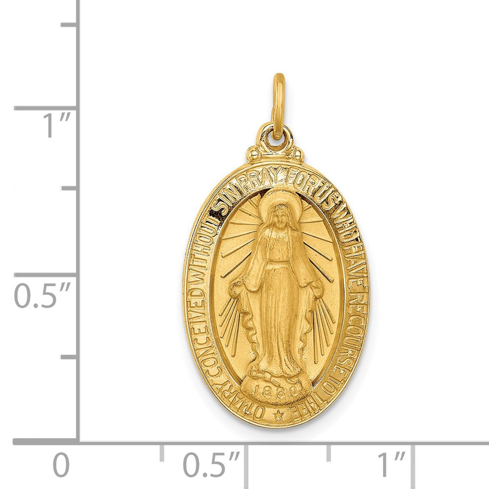 FJC Finejewelers 14 kt Yellow Gold Solid Polished/Satin Medium Oval Miraculous Medal 27 x 14 mm