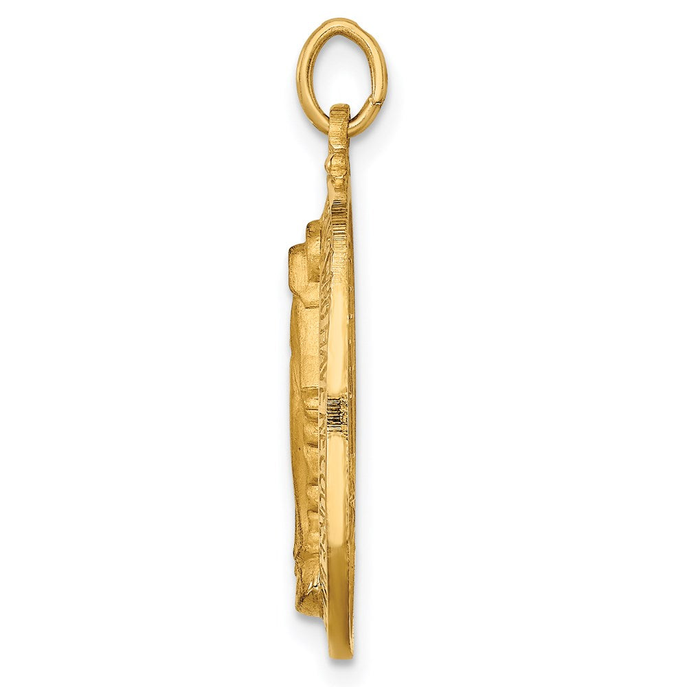 FJC Finejewelers 14 kt Yellow Gold Solid Polished/Satin Medium Oval Miraculous Medal 27 x 14 mm