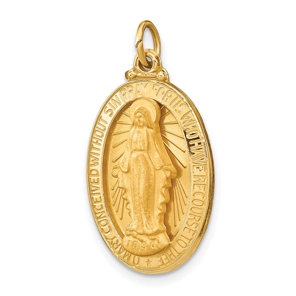 FJC Finejewelers 14 kt Yellow Gold Solid Polished/Satin Medium Oval Miraculous Medal 27 x 14 mm