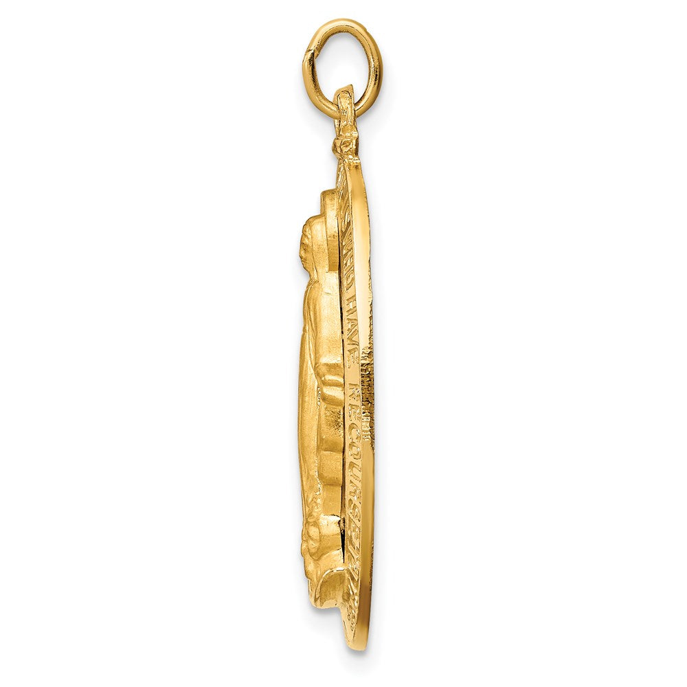 FJC Finejewelers 14 kt Yellow Gold Solid Polished/Satin Large Oval Miraculous Medal 32 x 18 mm