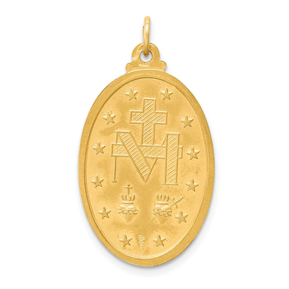 FJC Finejewelers 14 kt Yellow Gold Solid Polished/Satin Large Oval Miraculous Medal 32 x 18 mm