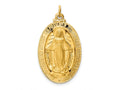 FJC Finejewelers 14 kt Yellow Gold Solid Polished/Satin Large Oval Miraculous Medal 32 x 18 mm