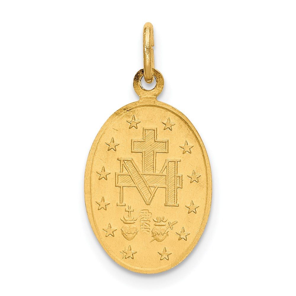 FJC Finejewelers 14 kt Yellow Gold Solid Polished/Satin Small Oval Miraculous Medal 19 x 10 mm