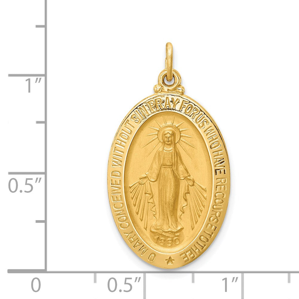 FJC Finejewelers 14 kt Yellow Gold Solid Polished/Satin Medium Oval Miraculous Medal 29 x 16 mm