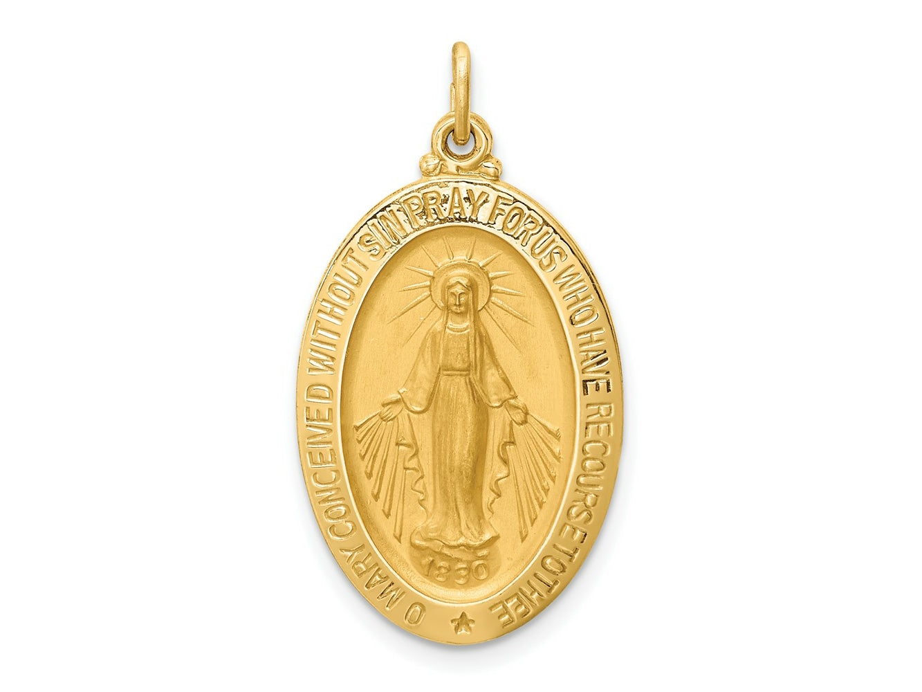 FJC Finejewelers 14 kt Yellow Gold Solid Polished/Satin Medium Oval Miraculous Medal 29 x 16 mm