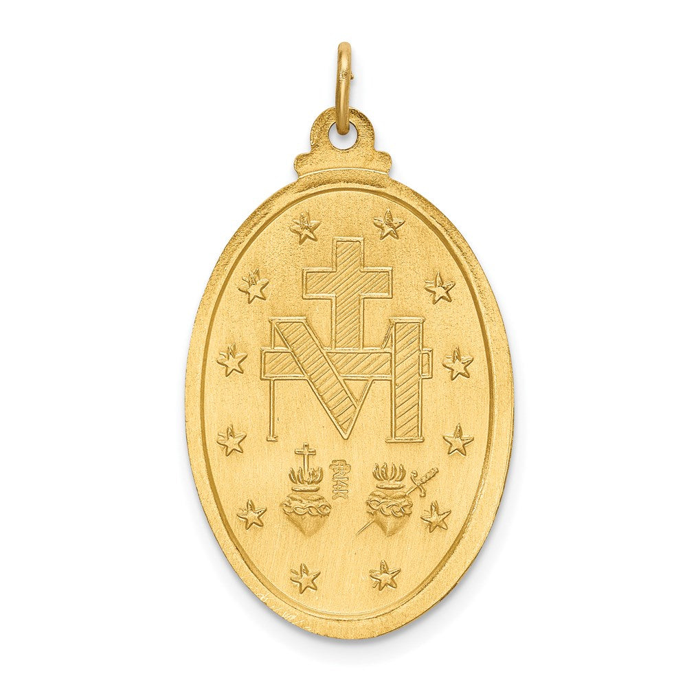 FJC Finejewelers 14 kt Yellow Gold Solid Polished/Satin Medium Oval Miraculous Medal 32 x 18 mm