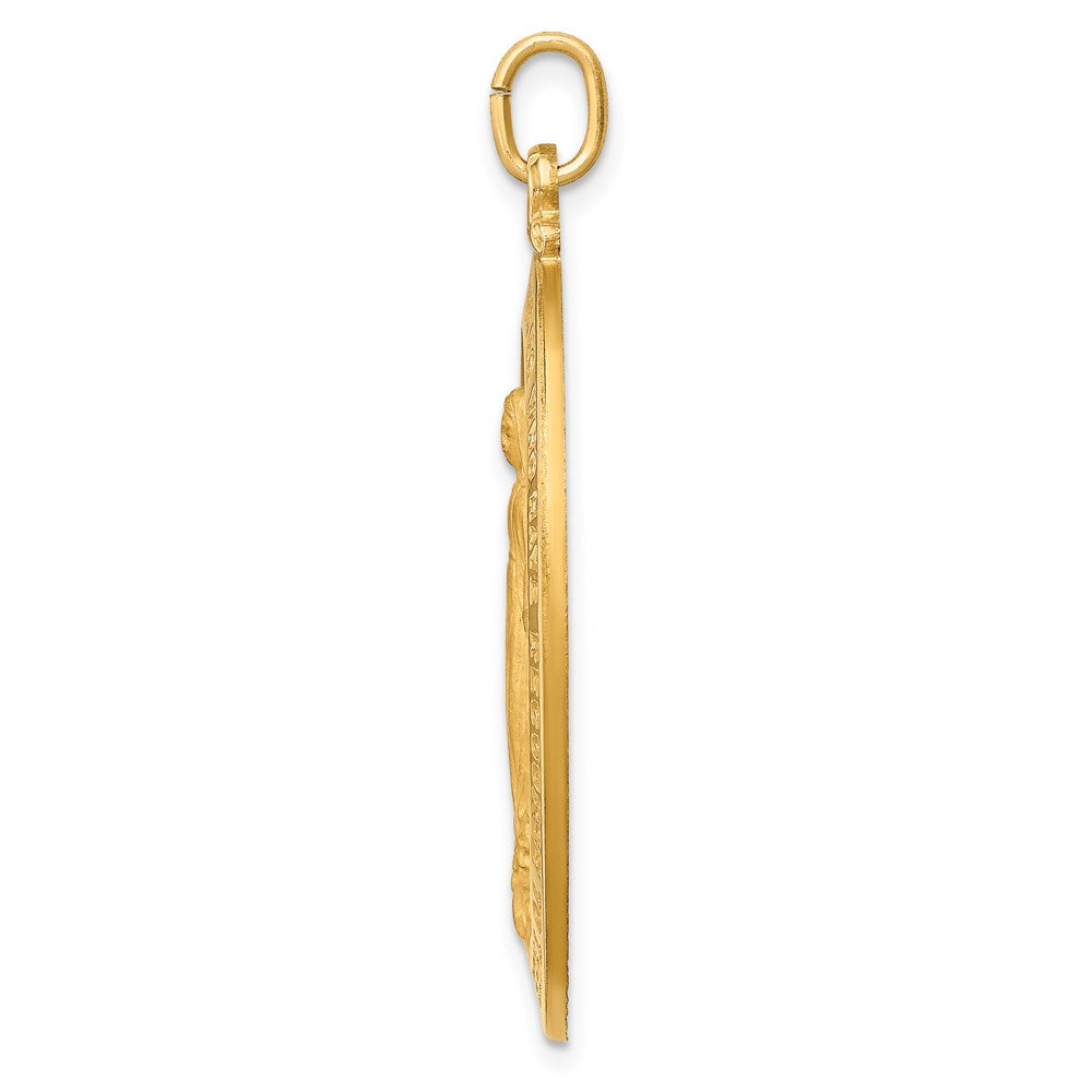 FJC Finejewelers 14 kt Yellow Gold Solid Polished/Satin Large Oval Miraculous Medal 41 x 24 mm