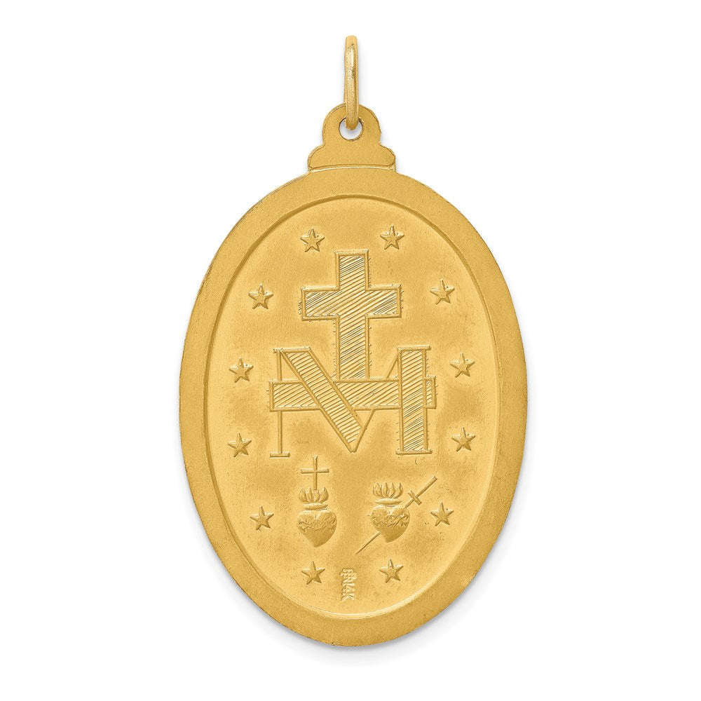 FJC Finejewelers 14 kt Yellow Gold Solid Polished/Satin Large Oval Miraculous Medal 41 x 24 mm
