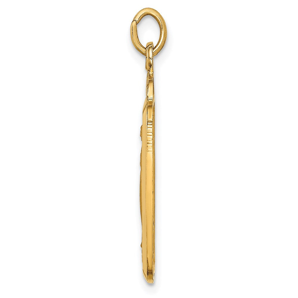 FJC Finejewelers 14 kt Yellow Gold Solid Polished/Satin Rectangle with Fan Top Miraculous Medal 28 x 15 mm