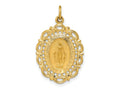 FJC Finejewelers 14 kt Yellow Gold Solid Polished/Satin Fancy Pierced Oval Miraculous Medal 27 x 17 mm