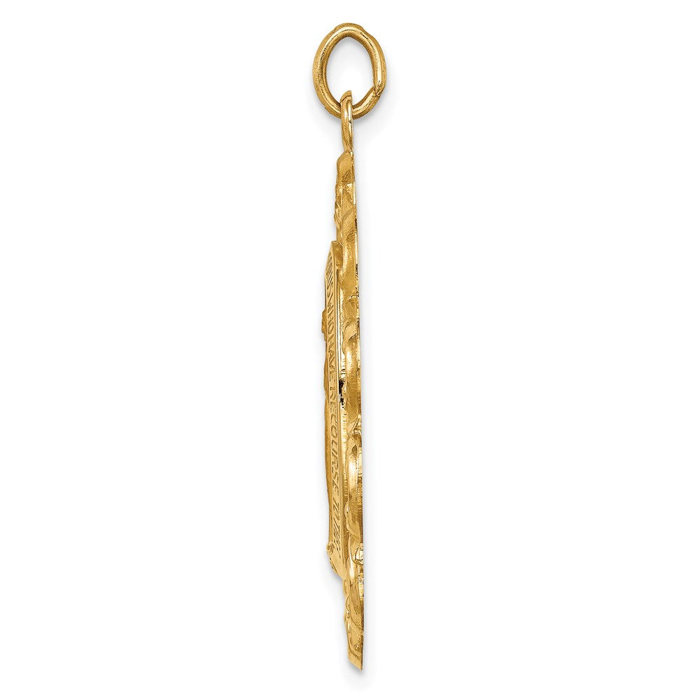 FJC Finejewelers 14 kt Yellow Gold Solid Polished/Satin Fancy Pierced Oval Miraculous Medal 33 x 23 mm