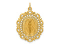 FJC Finejewelers 14 kt Yellow Gold Solid Polished/Satin Fancy Pierced Oval Miraculous Medal 33 x 23 mm