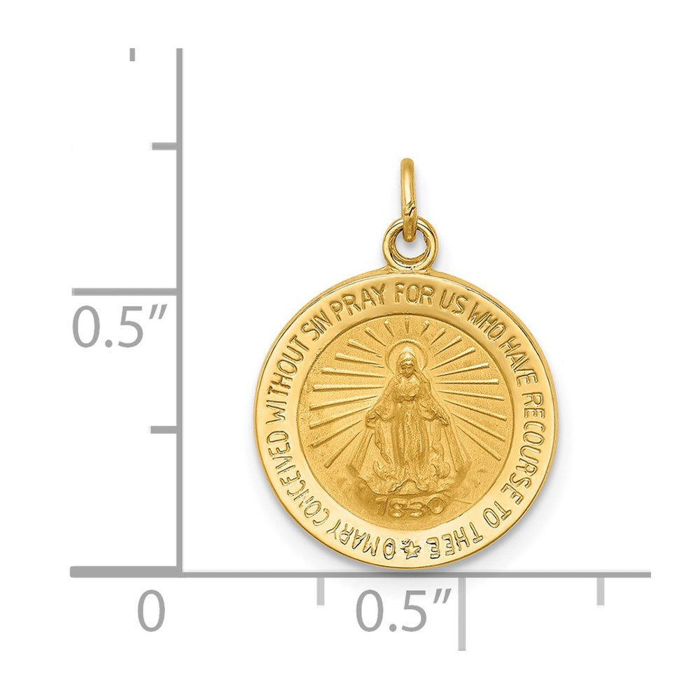 FJC Finejewelers 14 kt Yellow Gold Solid Polished/Satin Round Miraculous Medal 19 x 14 mm