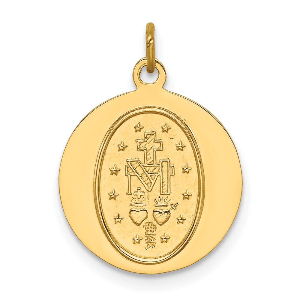 FJC Finejewelers 14 kt Yellow Gold Solid Polished/Satin Round Miraculous Medal 19 x 14 mm