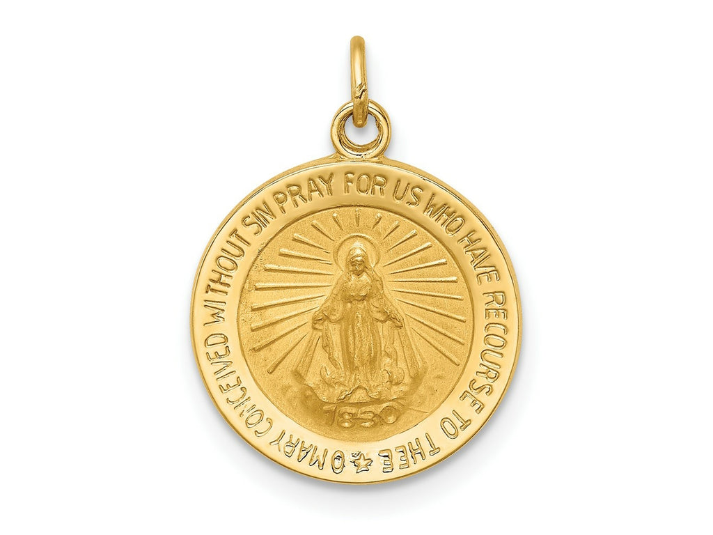 FJC Finejewelers 14 kt Yellow Gold Solid Polished/Satin Round Miraculous Medal 19 x 14 mm