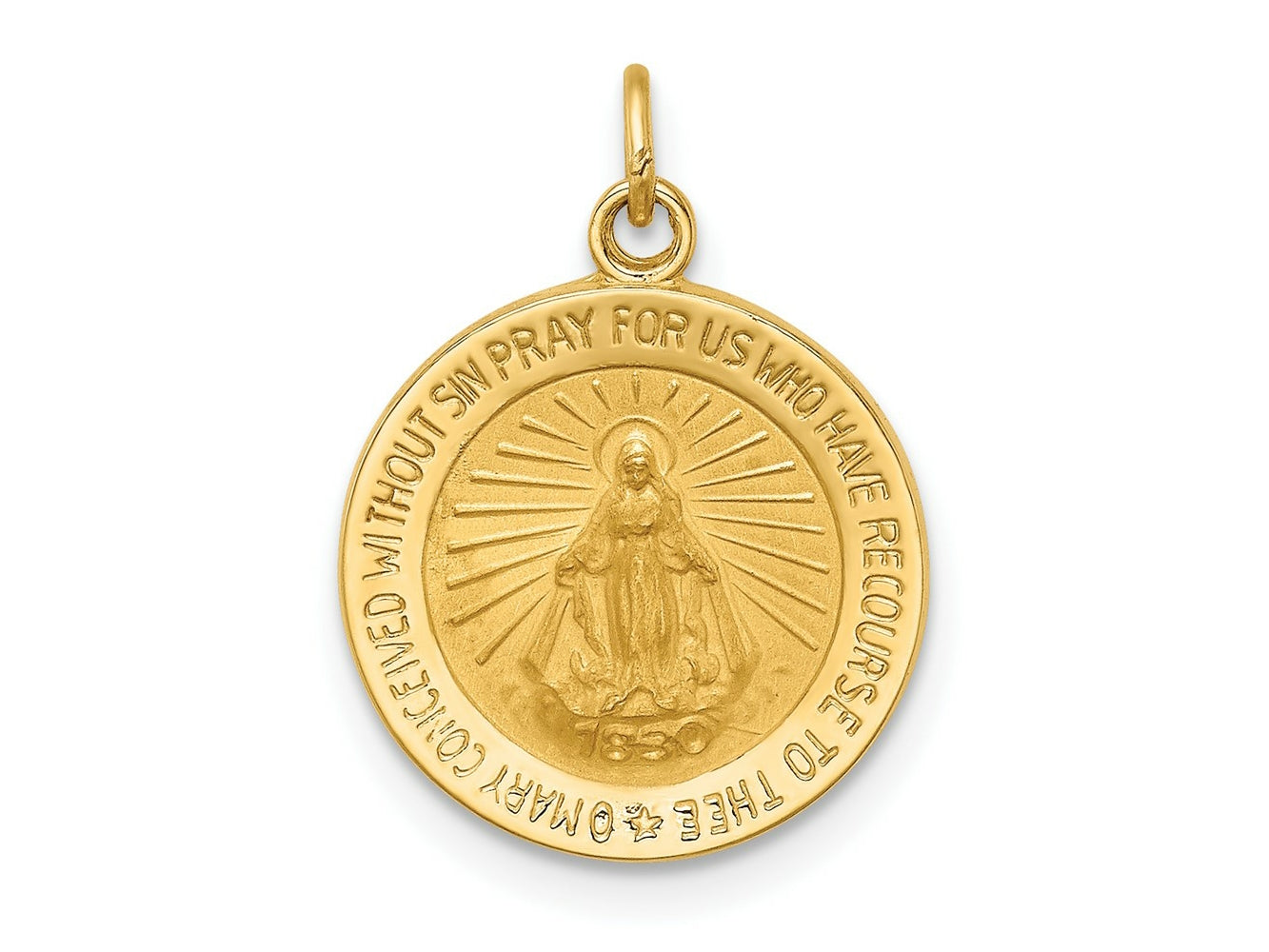 FJC Finejewelers 14 kt Yellow Gold Solid Polished/Satin Round Miraculous Medal 19 x 14 mm
