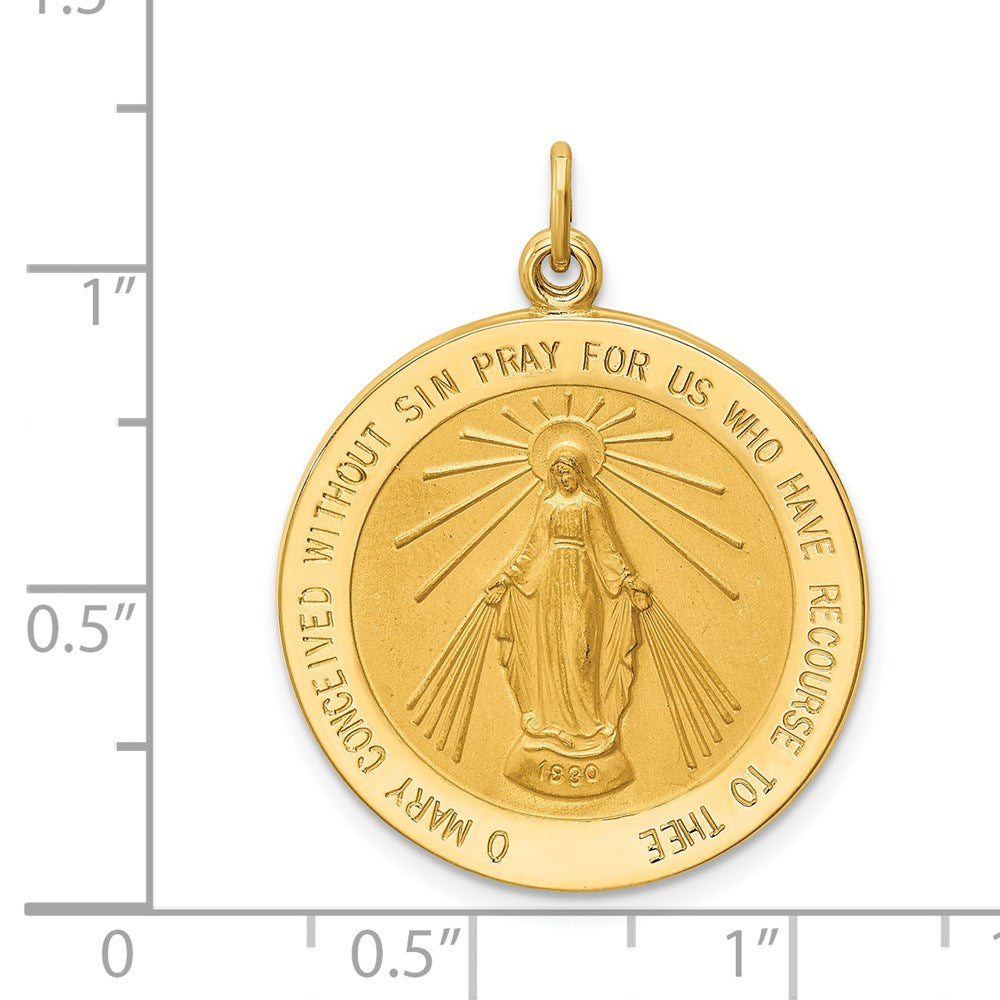 FJC Finejewelers 14 kt Yellow Gold Solid Polished/Satin Round Miraculous Medal 30 x 24 mm