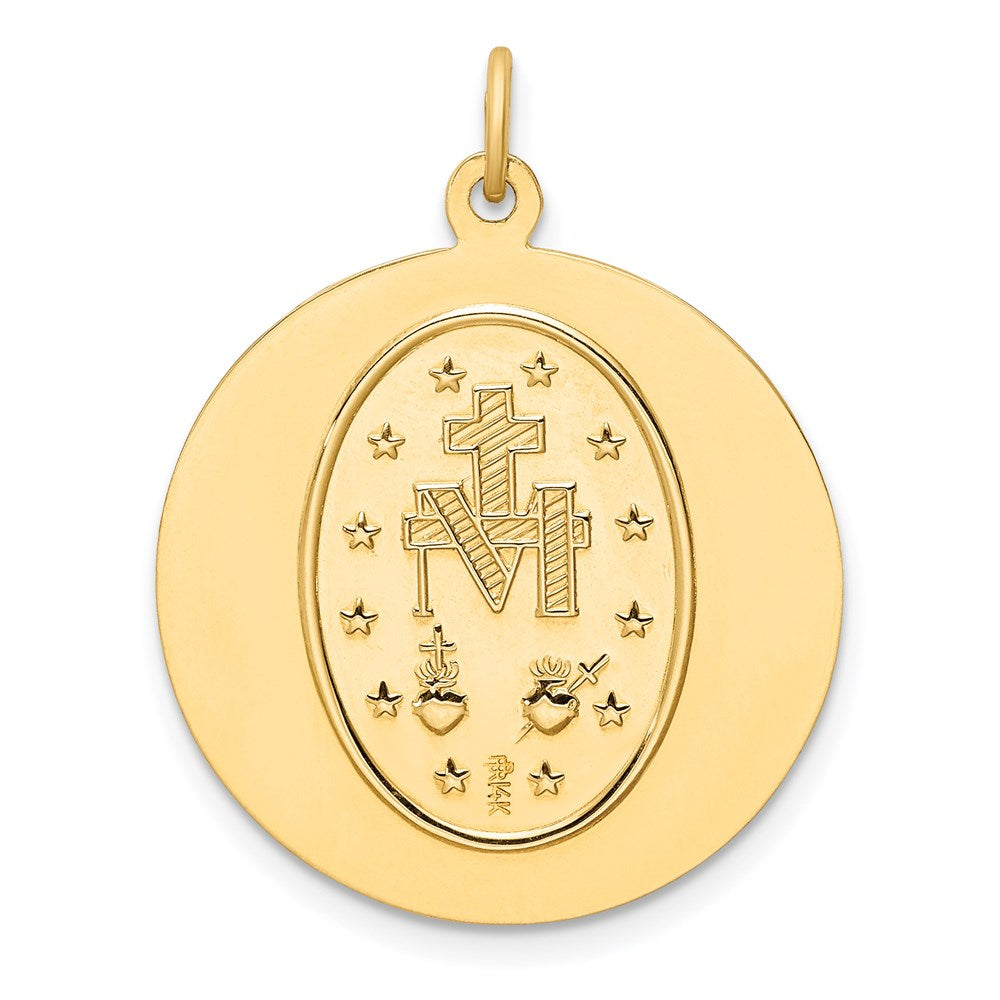 FJC Finejewelers 14 kt Yellow Gold Solid Polished/Satin Round Miraculous Medal 30 x 24 mm