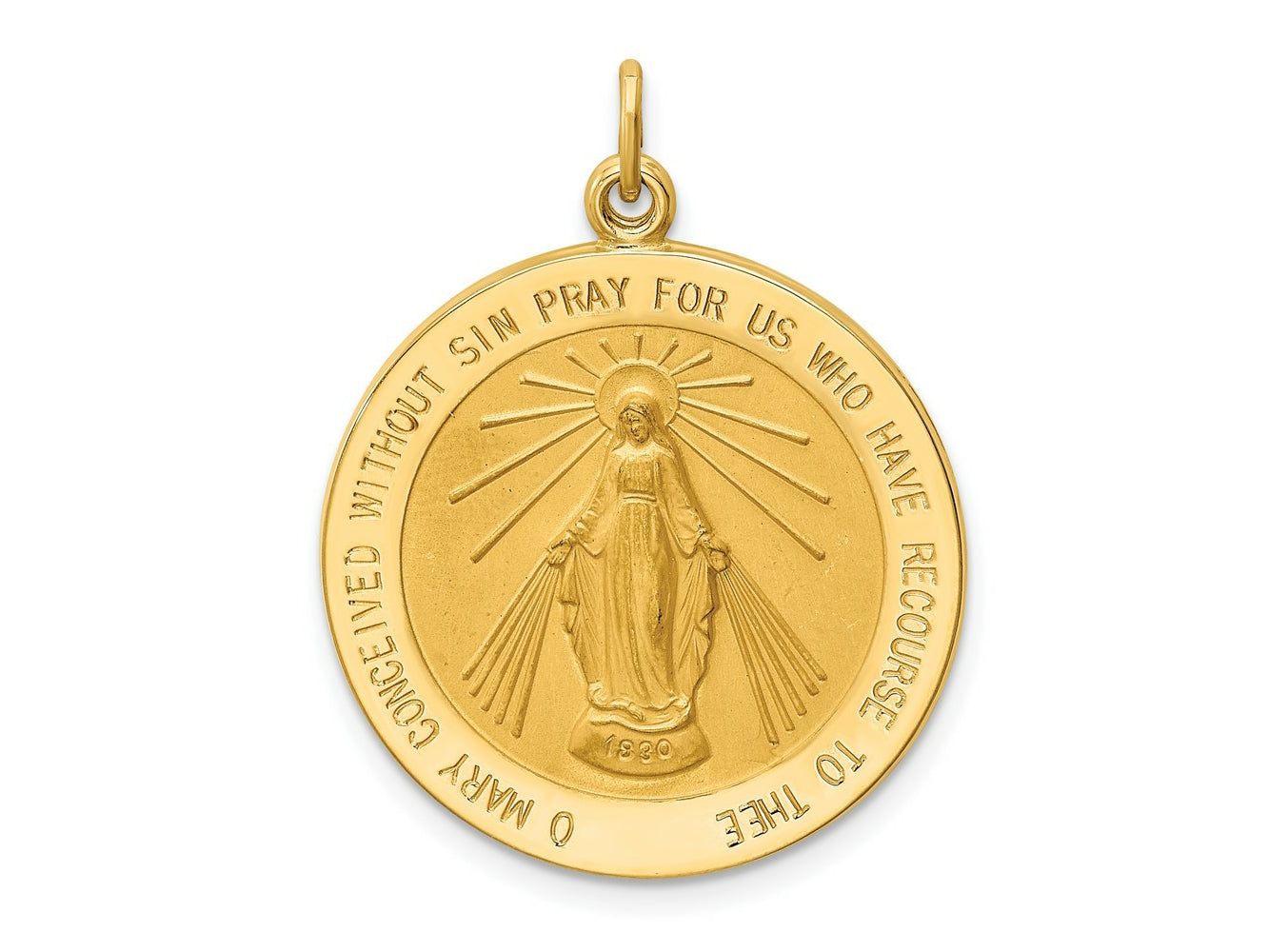 FJC Finejewelers 14 kt Yellow Gold Solid Polished/Satin Round Miraculous Medal 30 x 24 mm