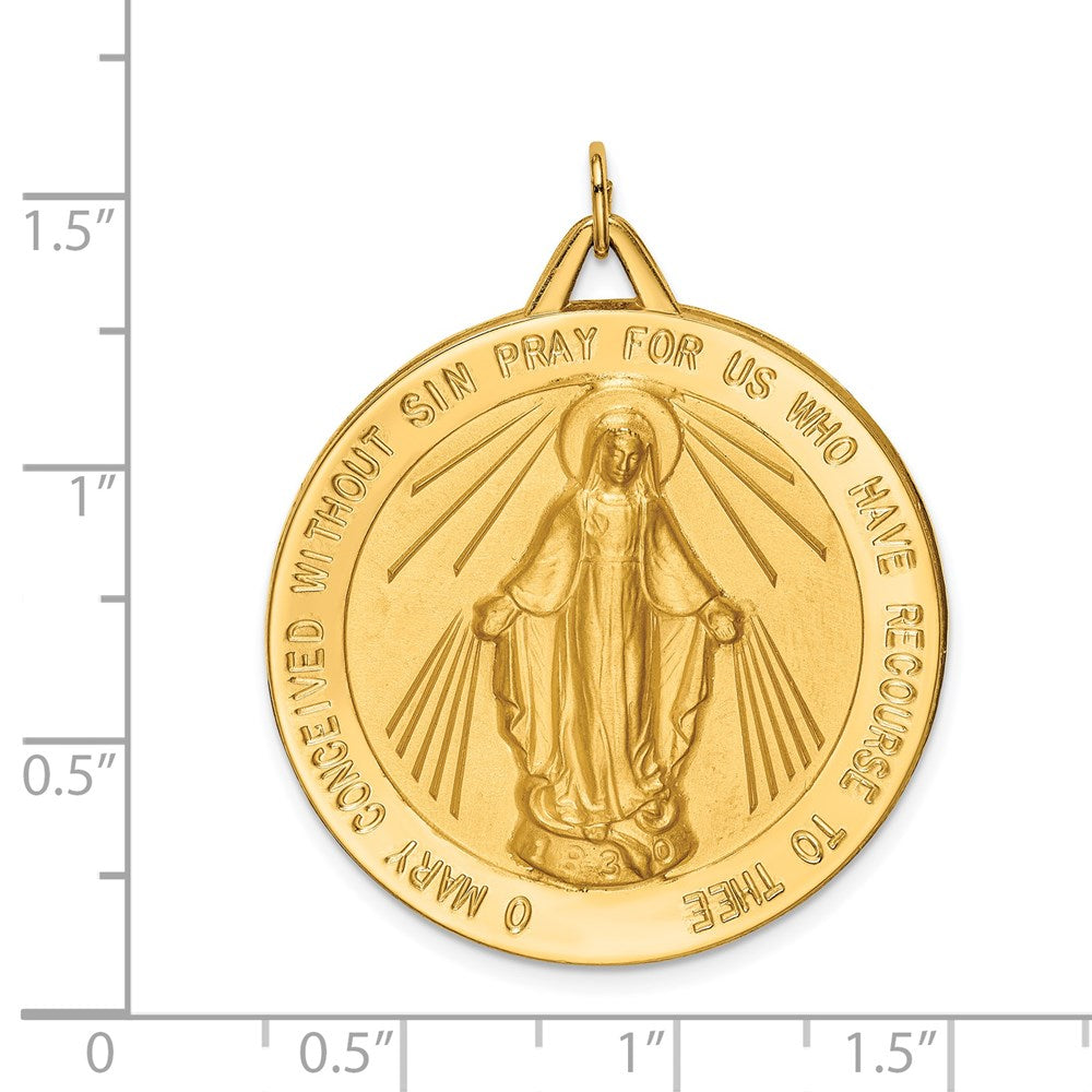 FJC Finejewelers 14 kt Yellow Gold Solid Polished/Satin Large Round Miraculous Medal 39 x 32 mm