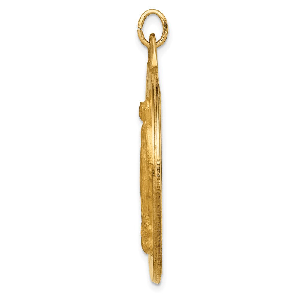 FJC Finejewelers 14 kt Yellow Gold Solid Polished/Satin Large Round Miraculous Medal 39 x 32 mm