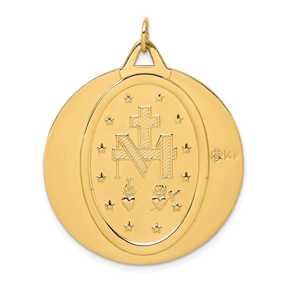 FJC Finejewelers 14 kt Yellow Gold Solid Polished/Satin Large Round Miraculous Medal 39 x 32 mm