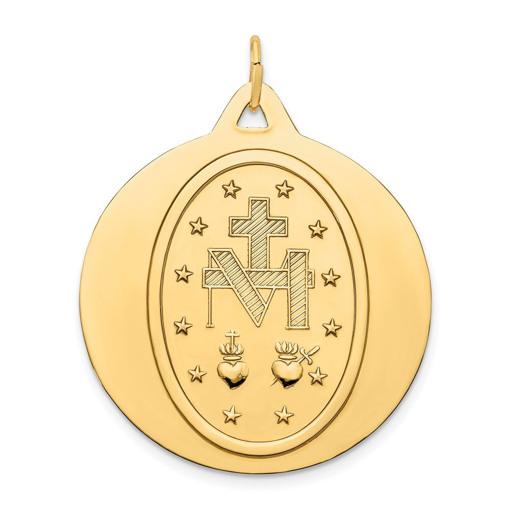 FJC Finejewelers 14 kt Yellow Gold Solid Polished/Satin Rectangular Miraculous Medal 20 x 11 mm