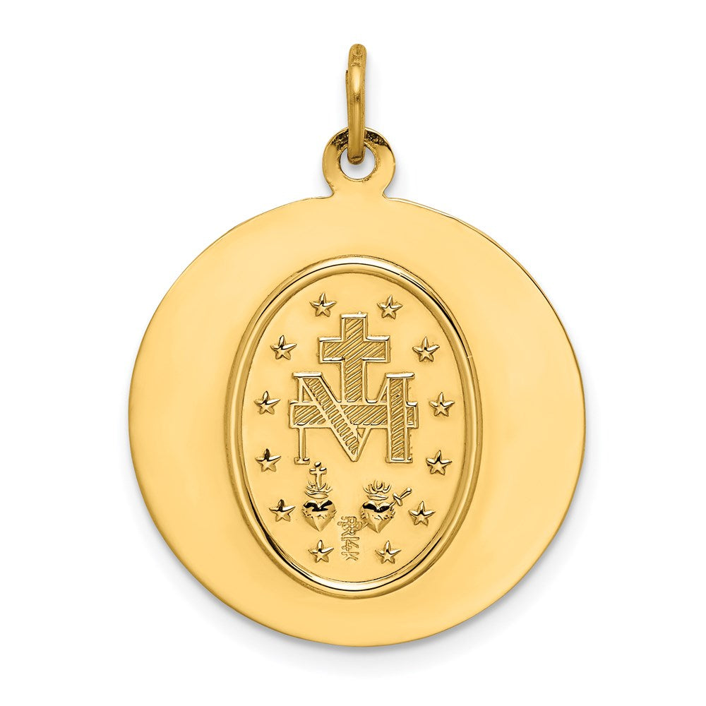 FJC Finejewelers 14 kt Yellow Gold Solid Polished/Satin Medium Round Miraculous Medal 27 x 20 mm