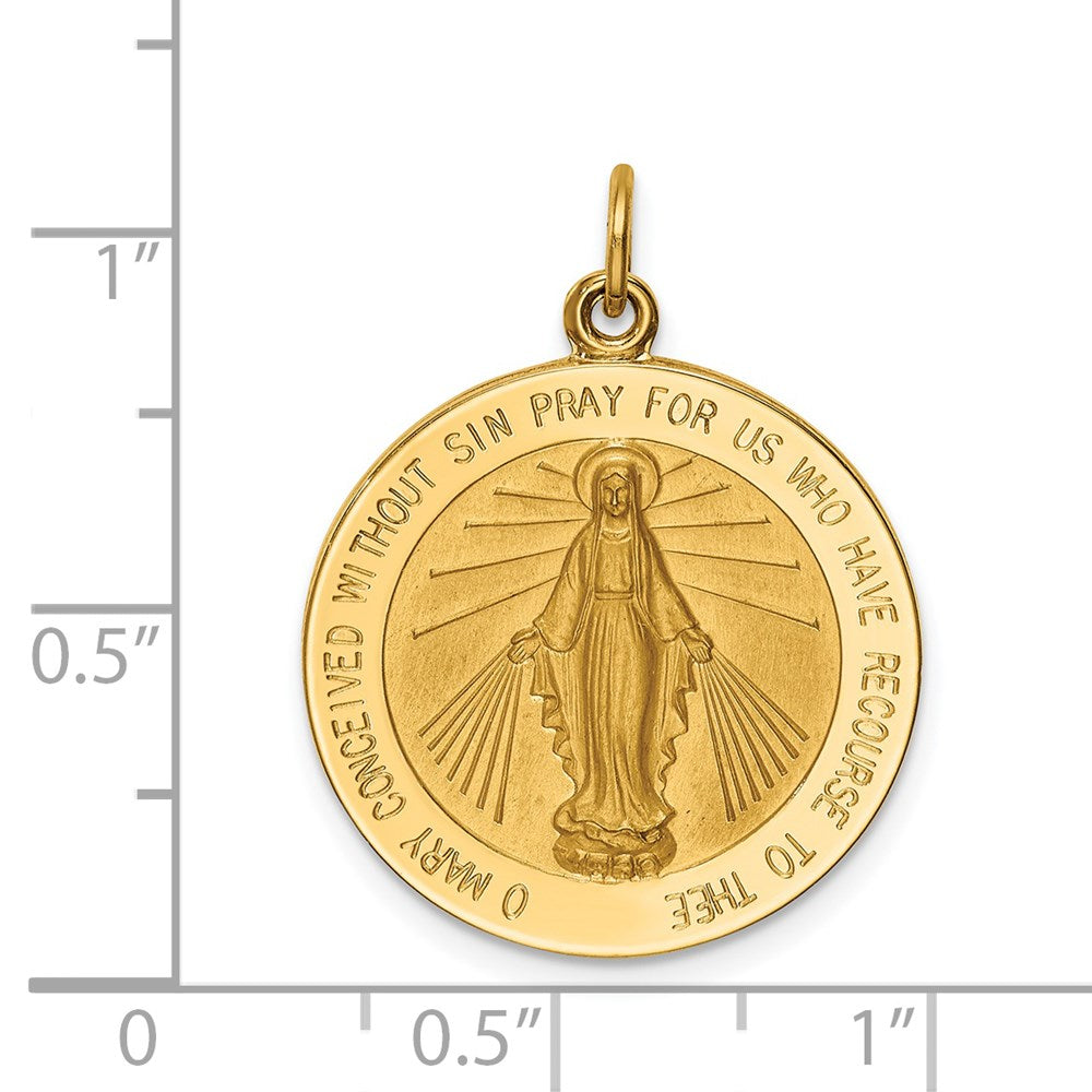 FJC Finejewelers 14 kt Yellow Gold Solid Polished/Satin Large Round Miraculous Medal 27 x 21 mm