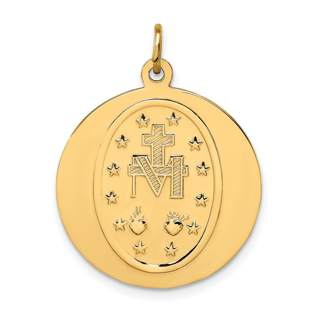 FJC Finejewelers 14 kt Yellow Gold Solid Polished/Satin Large Round Miraculous Medal 27 x 21 mm