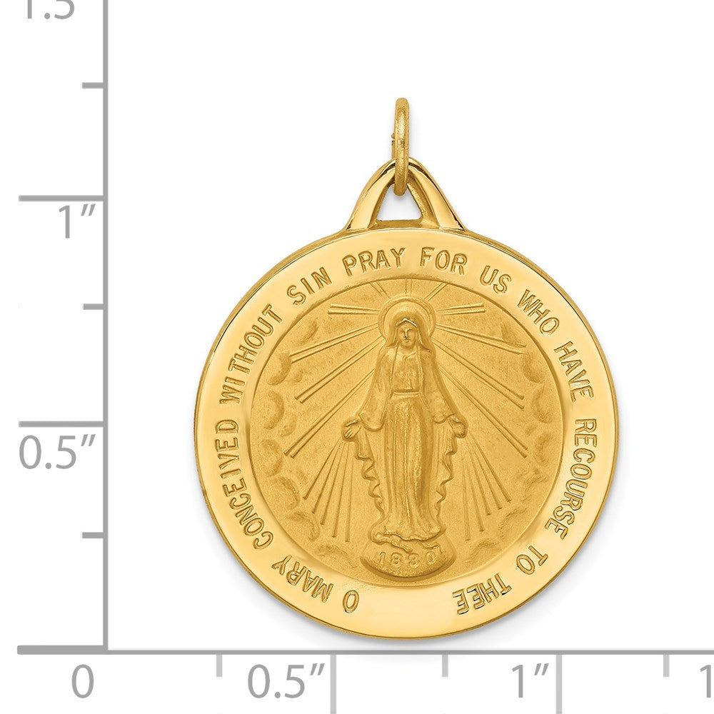 FJC Finejewelers 14 kt Yellow Gold Solid Polished/Satin Extra Large Round Miraculous Medal 31 x 24 mm