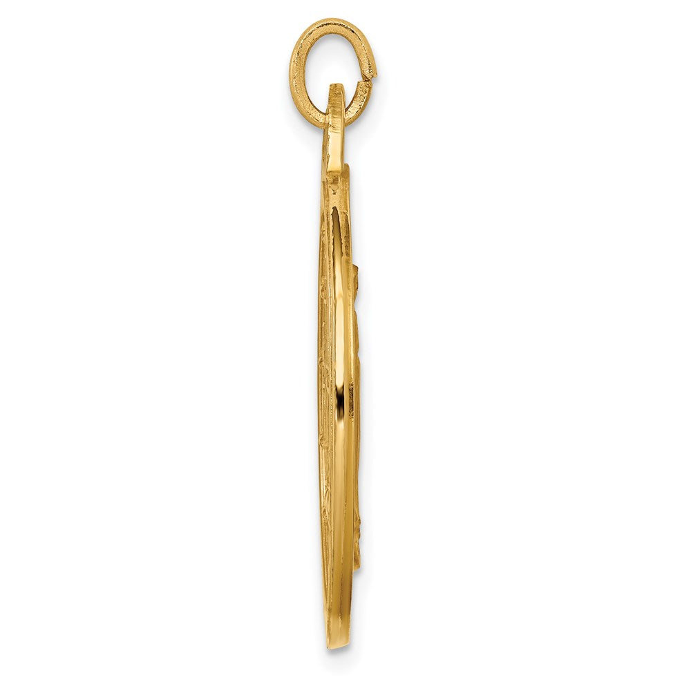 FJC Finejewelers 14 kt Yellow Gold Solid Polished/Satin Extra Large Round Miraculous Medal 31 x 24 mm