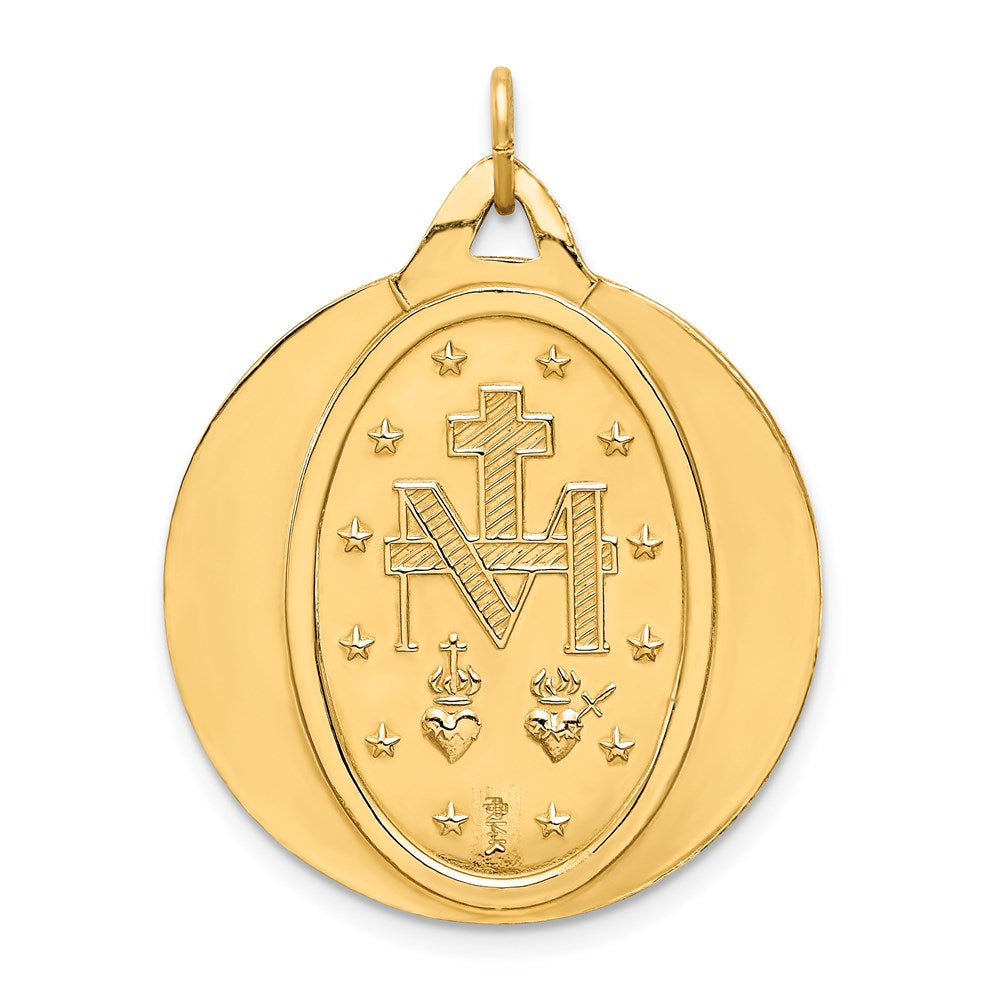 FJC Finejewelers 14 kt Yellow Gold Solid Polished/Satin Extra Large Round Miraculous Medal 31 x 24 mm