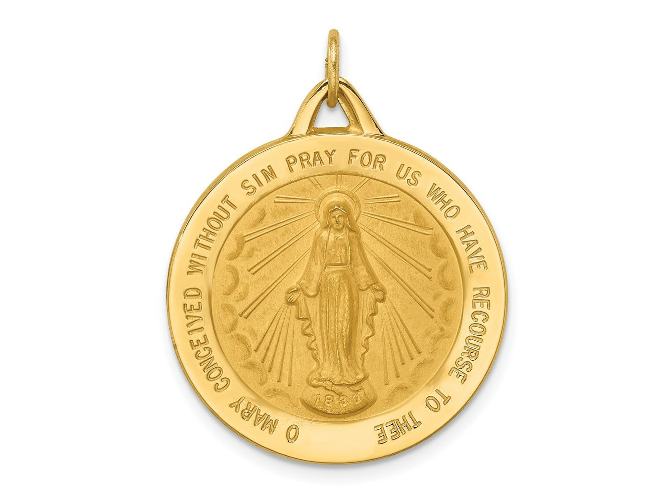 FJC Finejewelers 14 kt Yellow Gold Solid Polished/Satin Extra Large Round Miraculous Medal 31 x 24 mm