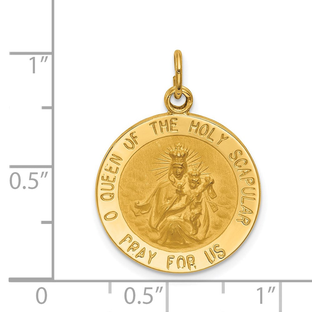 FJC Finejewelers 14 kt Yellow Gold Solid Small Queen Of Holy Scapular Reversible Medal 25 x 18 mm