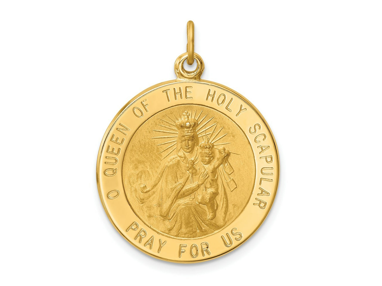 FJC Finejewelers 14 kt Yellow Gold Solid Large Queen Of Holy Scapular Reversible Medal 29 x 22 mm