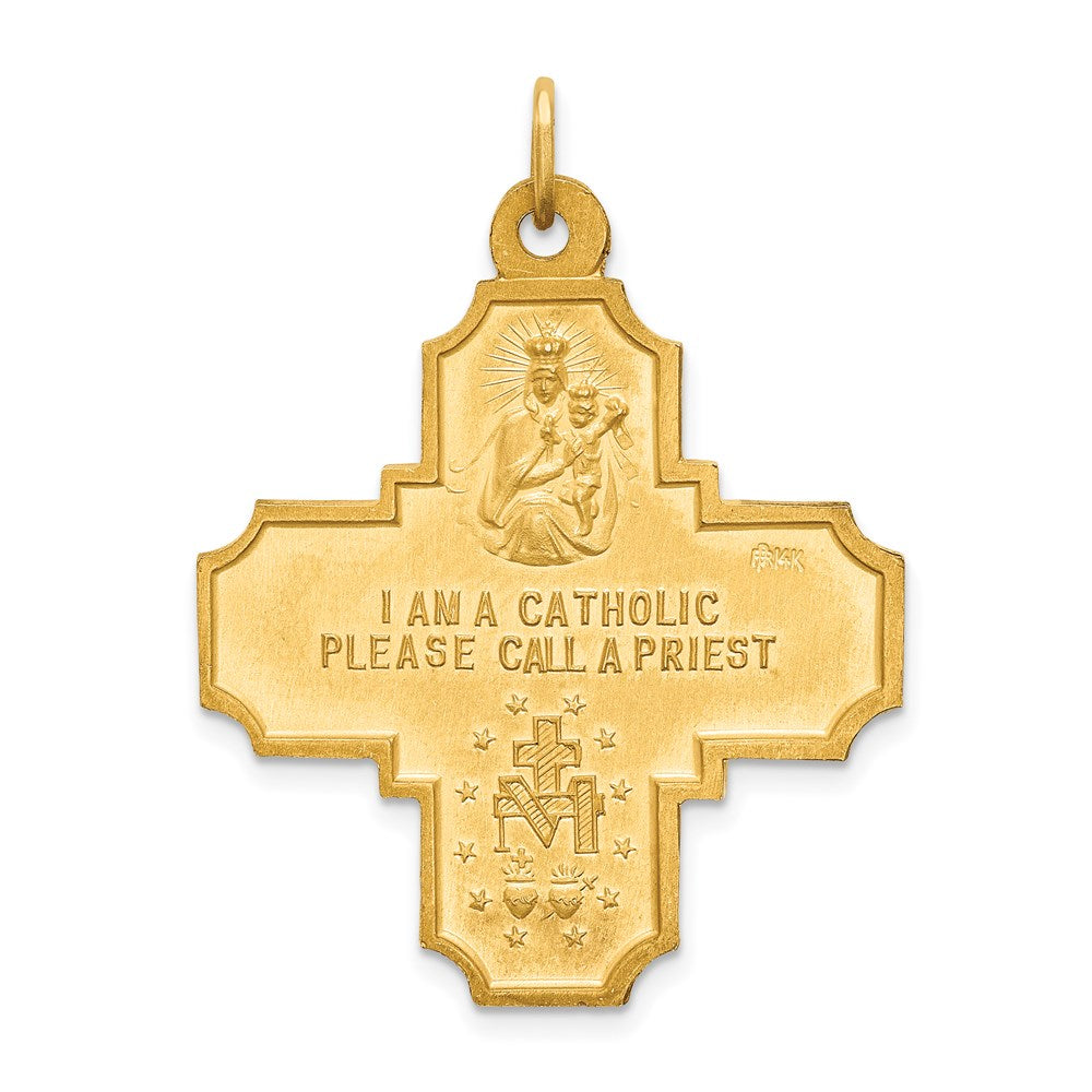 FJC Finejewelers 14 kt Yellow Gold Solid Polished/Satin Large 4-Way Medal 37 x 28 mm