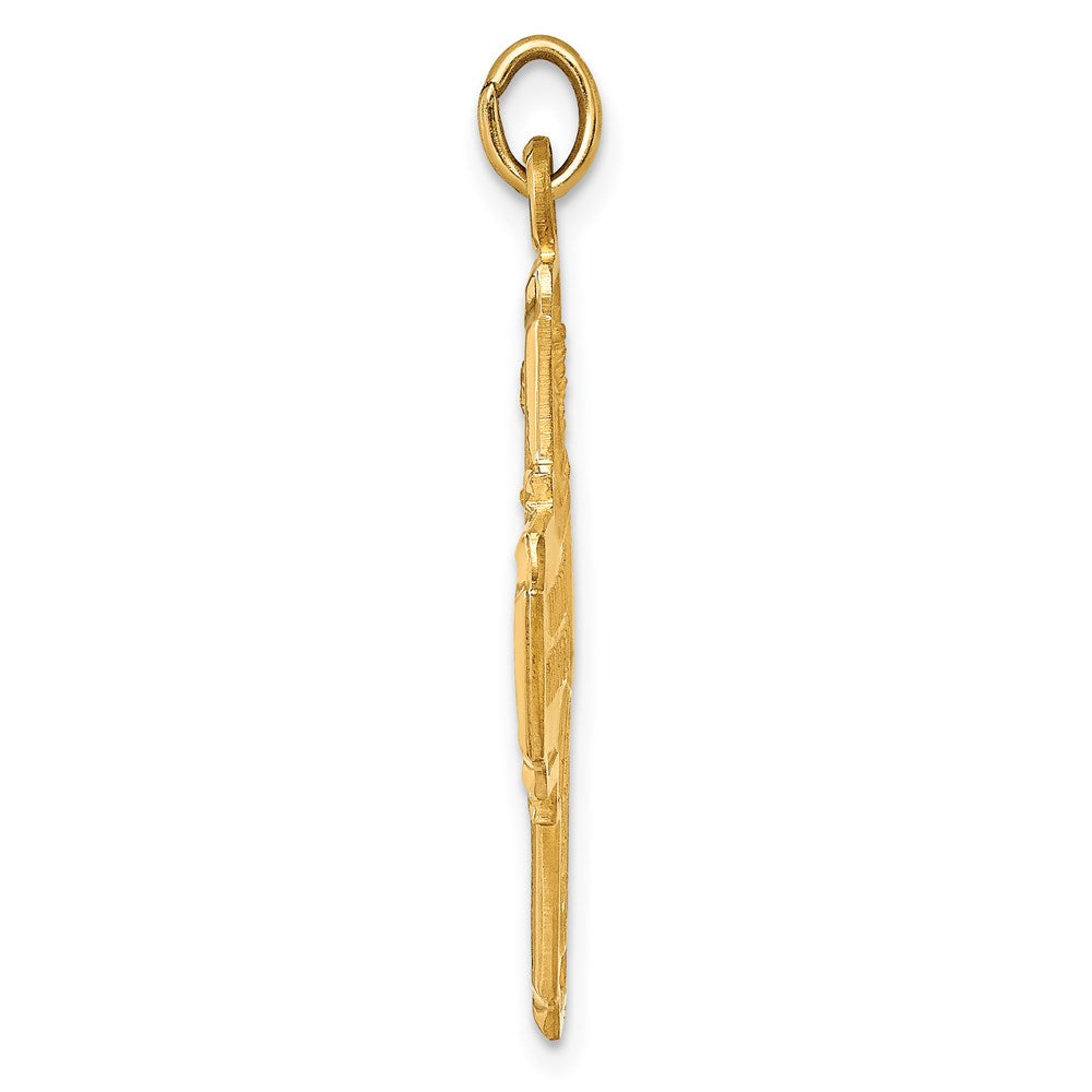 FJC Finejewelers 14 kt Yellow Gold Solid Polished/Satin Medium 4-Way Medal 31 x 23 mm