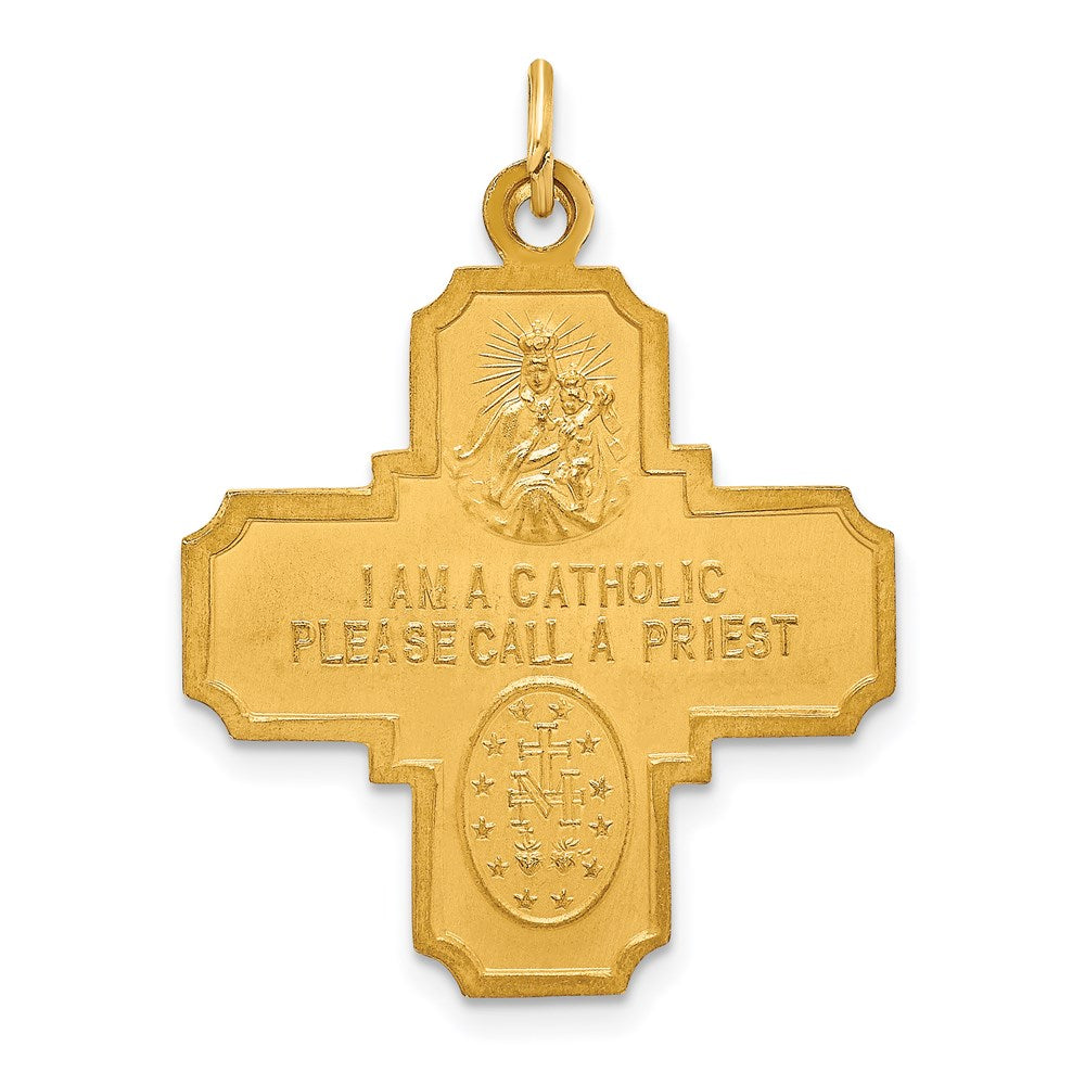 FJC Finejewelers 14 kt Yellow Gold Solid Polished/Satin Medium 4-Way Medal 31 x 23 mm
