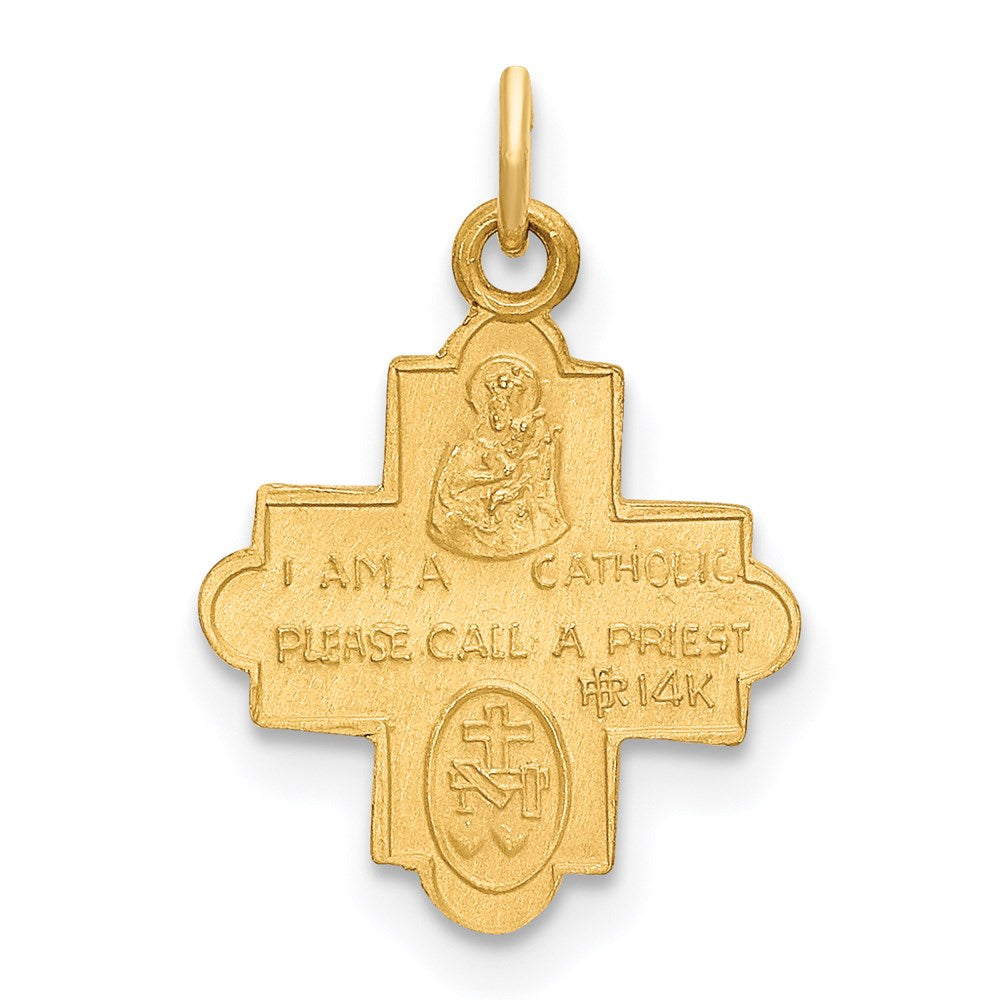 FJC Finejewelers 14 kt Yellow Gold Solid Satin Small 4-Way Medal 18 x 12 mm