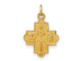 FJC Finejewelers 14 kt Yellow Gold Solid Satin Small 4-Way Medal 18 x 12 mm
