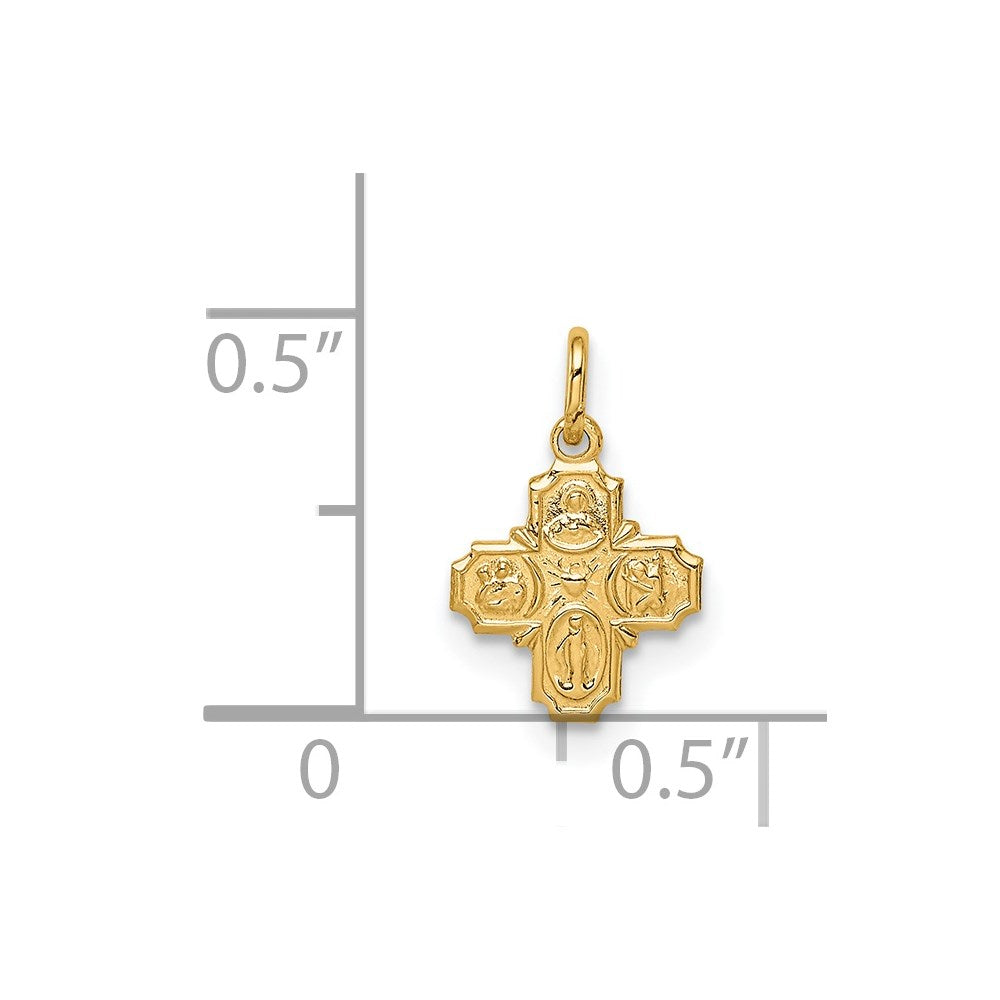 FJC Finejewelers 14 kt Yellow Gold Solid Polished Tiny 4-Way Medal 13 x 8 mm