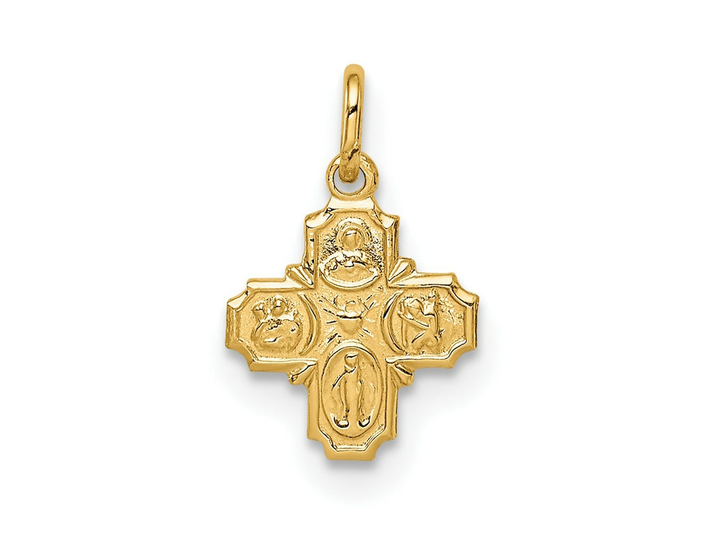 FJC Finejewelers 14 kt Yellow Gold Solid Polished Tiny 4-Way Medal 13 x 8 mm