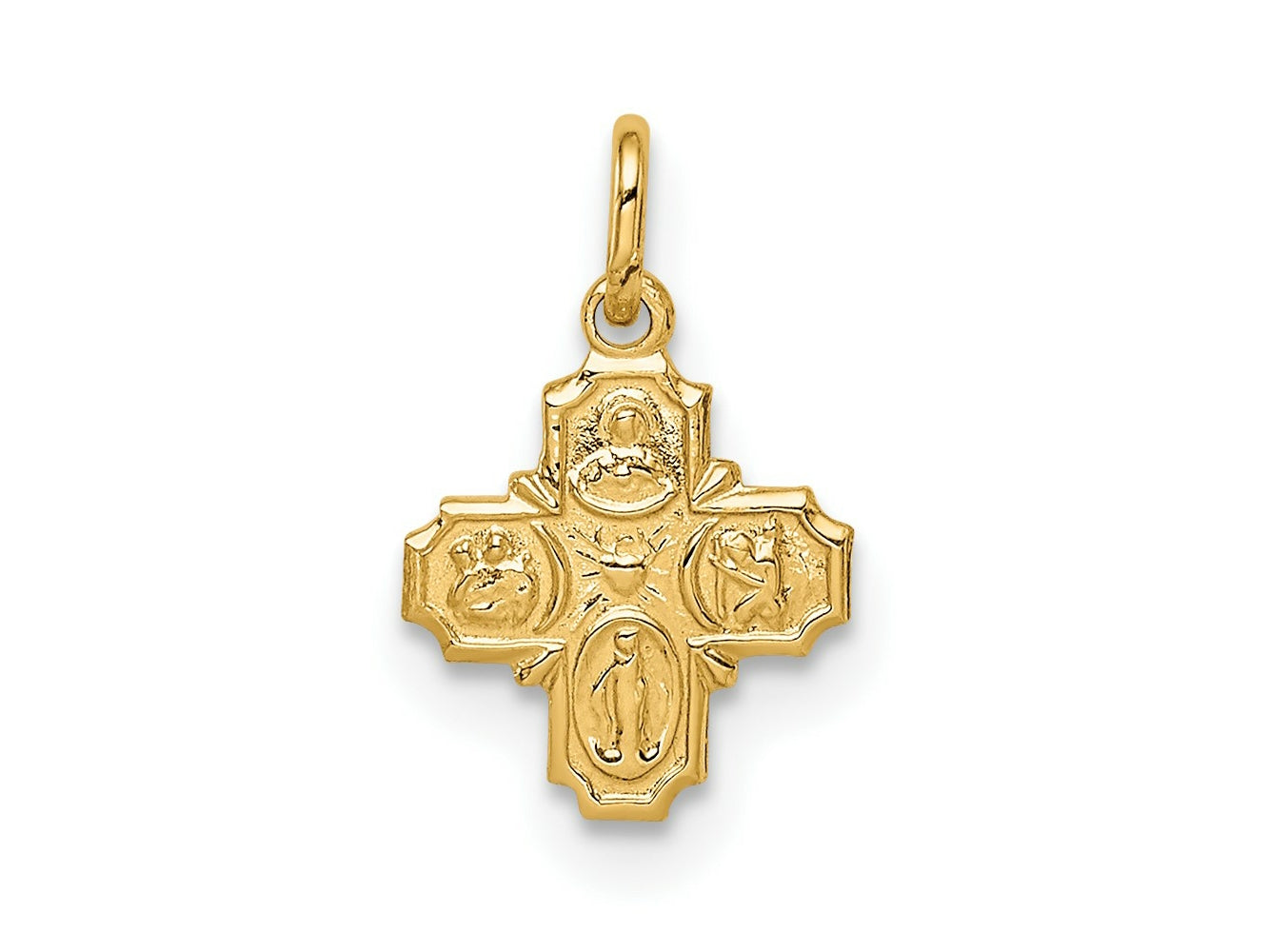 FJC Finejewelers 14 kt Yellow Gold Solid Polished Tiny 4-Way Medal 13 x 8 mm