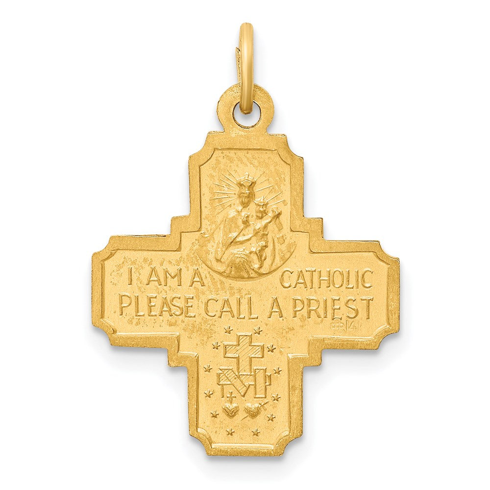 FJC Finejewelers 14 kt Yellow Gold Solid Polished/Satin Small 4-Way Medal 25 x 17 mm