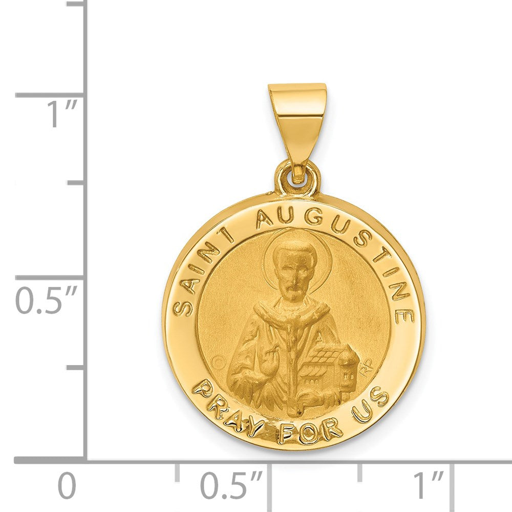 FJC Finejewelers 14 kt Yellow Gold Hollow Polished/Satin Round St. Augustine Medal 26 x 19 mm
