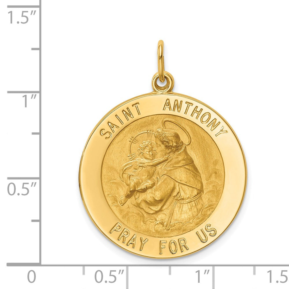 FJC Finejewelers 14 kt Yellow Gold Solid Polished/Satin Large Round St. Anthony Medal 32 x 25 mm