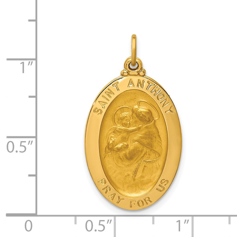 FJC Finejewelers 14 kt Yellow Gold Solid Polished/Satin Oval St. Anthony Medal 29 x 16 mm