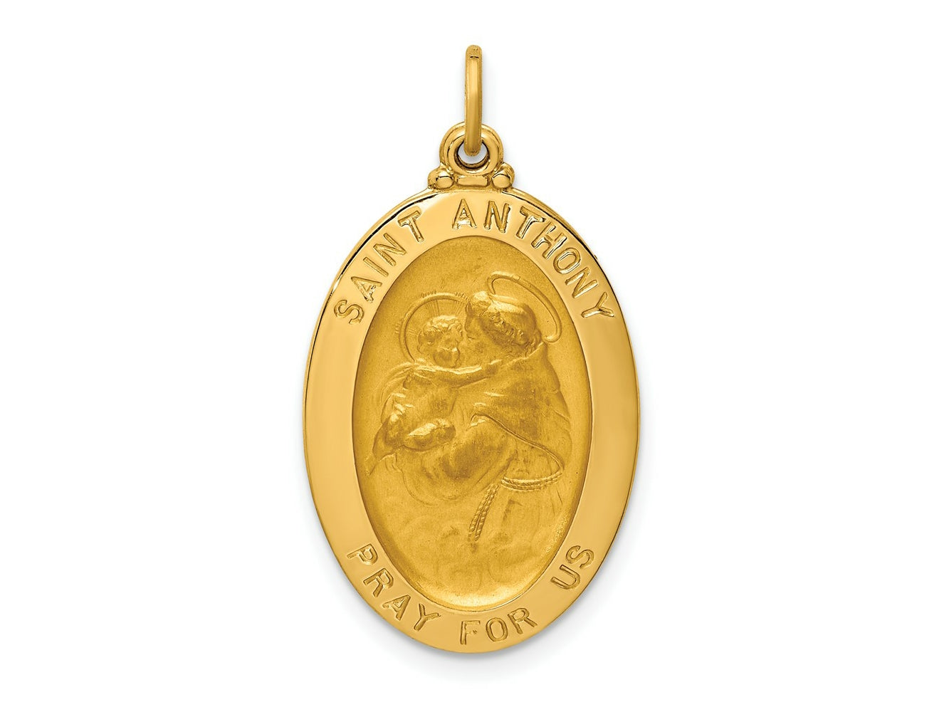 FJC Finejewelers 14 kt Yellow Gold Solid Polished/Satin Oval St. Anthony Medal 29 x 16 mm